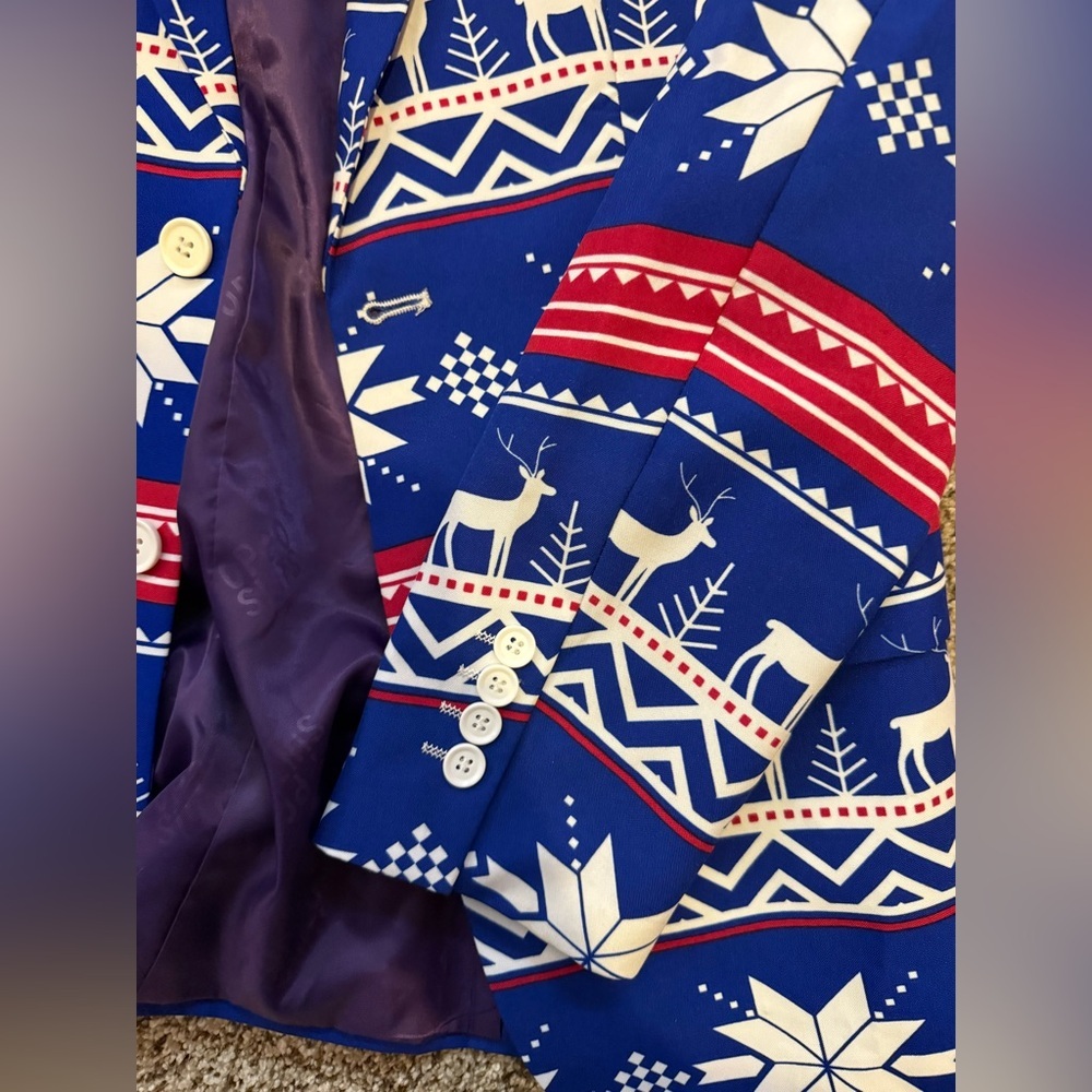 OppoSuits Blue and White Holiday Suit size 36 - Picture 6 of 11